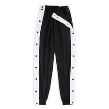 Men Tapered Pants Side Full Button Athlete Sports Gym Basketball Trousers Casual