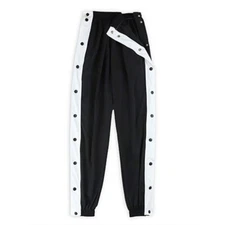 Mens Tapered Pants Side Full Button Athlete Sports Gym Basketball Trousers