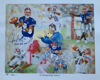 Florida Gators  2006 BCS National Championship Print Signed by MVP QB Chris Leak