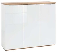 Kommode Sideboard Schrank Anrichte Wohnzimmer Flur 3 TüRen Weiß Hochglanz Eiche