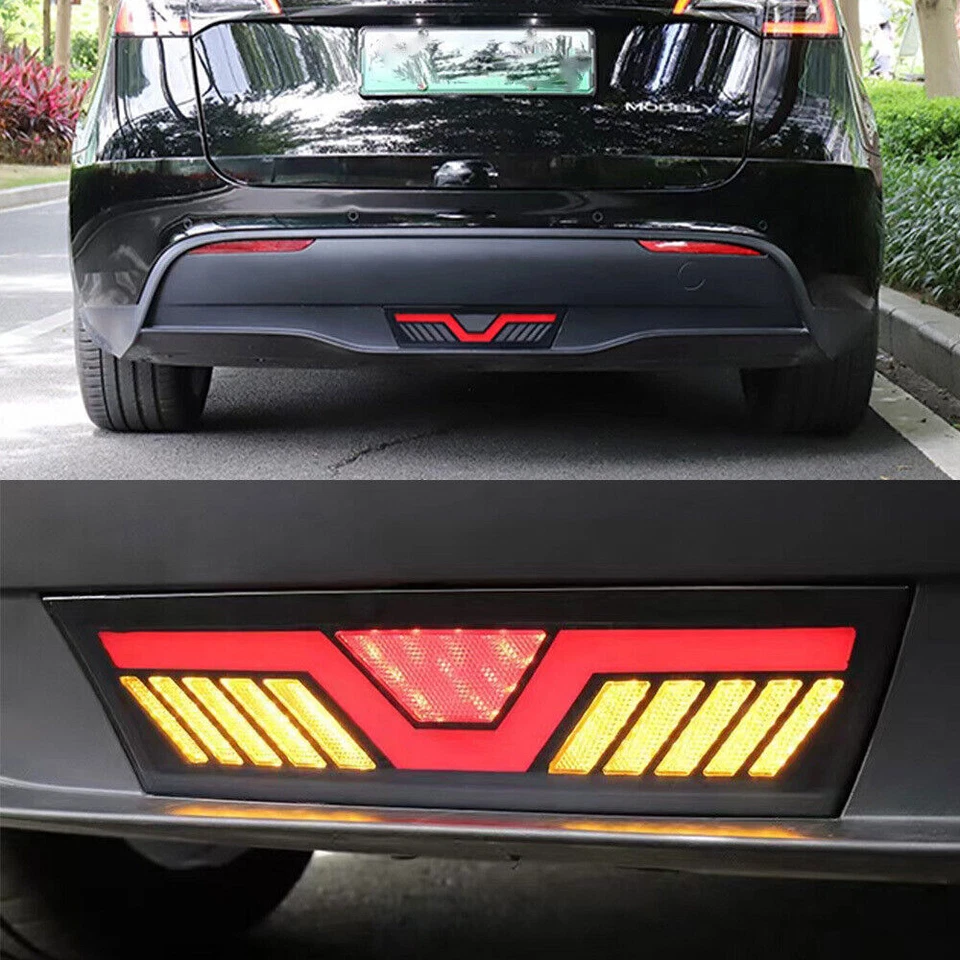 For Tesla Model Y LED Rear Bumper Pilot Tail Light Lamp Turn Signal Stop 21-22 - Image 3 of 4