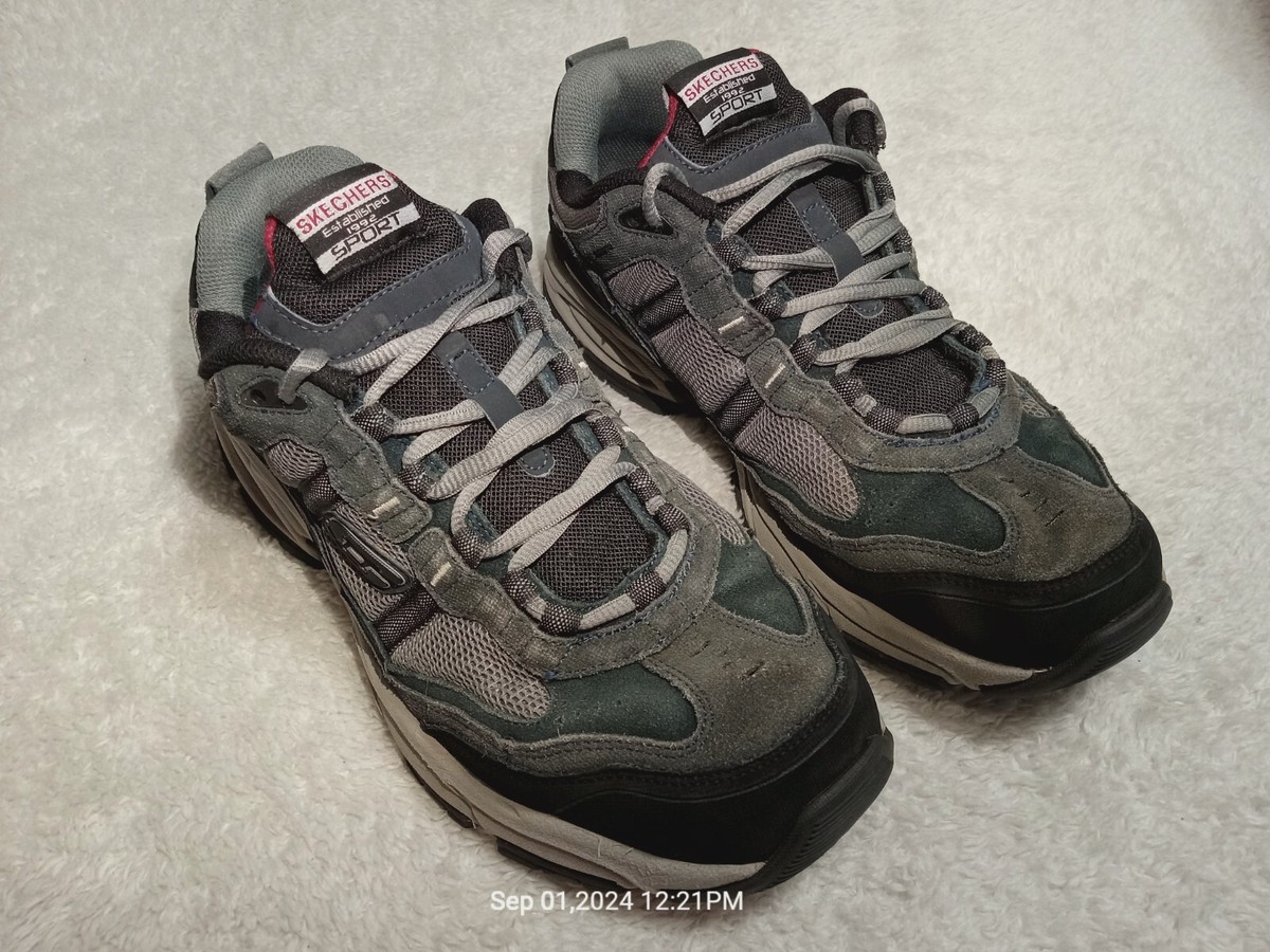 Skechers Mens F2412/F2413-18 Gray Lace Up Athletic Work Safety Shoes Size  10