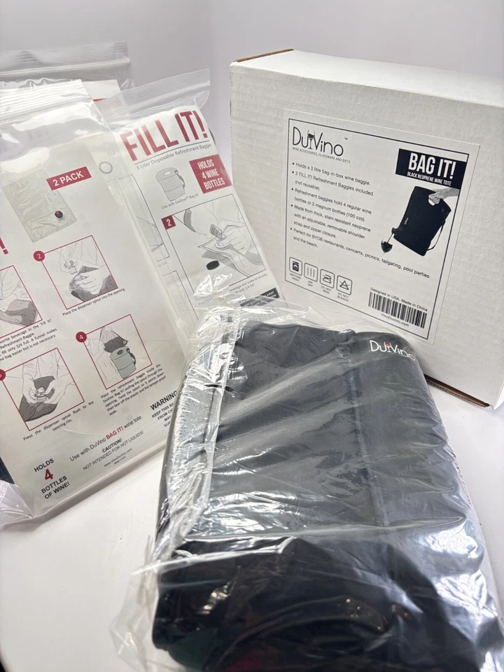 Cartera de vino Duvino con boquilla para vejigas de vino en caja paquete con 8 bolsas desechables Foto 2 de 4
