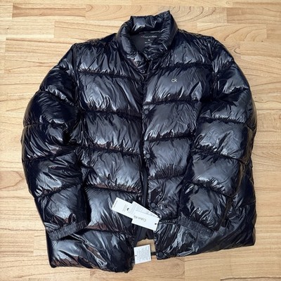 NWT - CALVIN KLEIN Shiny Puffer Jacket Insulated Coat Mens Sz XL DK Navy