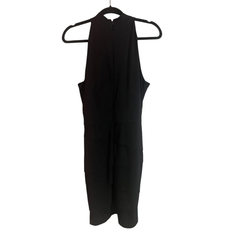 Vestido midi halter White House Black Market para mujer talla 10 forrado negro de gasa Foto 2 de 4