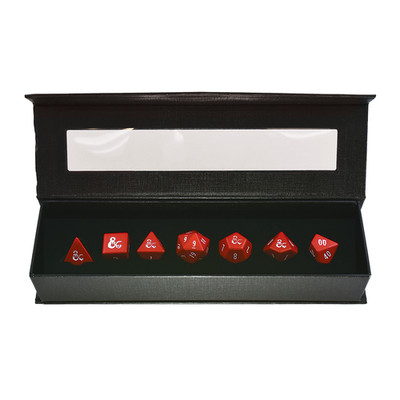 7 Count Heavy Metal Red and White RPG Dice Set for Dungeons & Dragons