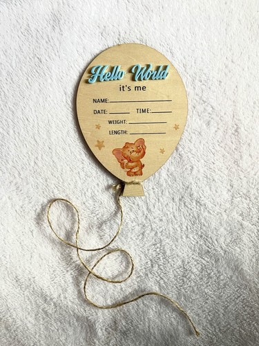 Baby Junge Geburtsanzeige | Ballon Plakette Babyparty Geschenk - Bild 1 von 4