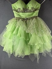 Sherri Hill Prom Dress Size4 Green Rhinestone Tulle Mini Tinkerbell