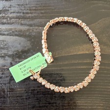 Silver Rose Gold Heart Diamond Tennis Bracelet 0.25 ctw IGI 7in Box