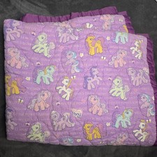 My Little Pony Kids Purple Quilt Throw 63x39 Pastel Ponies Reversible Floral