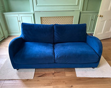 Made.com Sofia Sofa Bed Blue Velvet 3 Seater 168cm W x 95cm L x 73cm