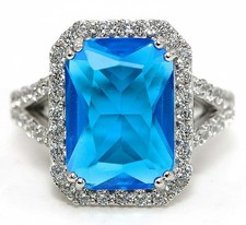 8CT Blue Topaz White Topaz 925 Sterling Silver Ring Jewelry Sz 6,7 ZB8