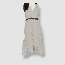 Donna Morgan Women's White V-Neck Sleeveless Lace Fit & Flare Dress Size 2