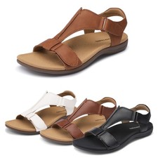 Women T-Strap Arch Support Orthopedic Flat Sandals Summer Beach Walking Sandals