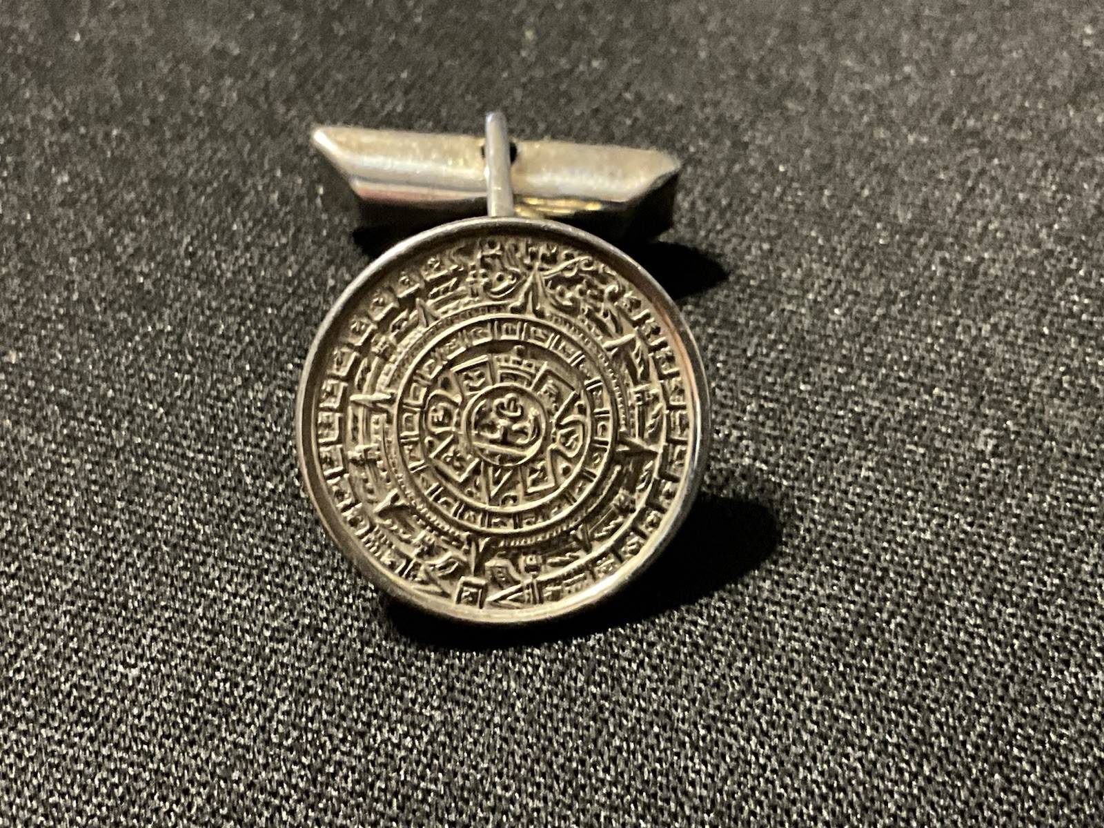 925 Signed Silver Aztec Cuff Links - image 4