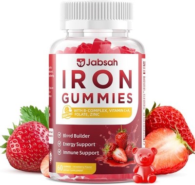 Vegan Iron Gummies for Women & Men~Iron Supplement with B-Complex & Vitamin C
