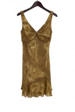 Vintage Morrell Maxie Beaded Silk Blend Brown Gold Cocktail Evening Dress 14