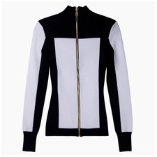 H M x Balmain Sold Out Black White Colorblock Full Back Zip Turtleneck Sweater 4