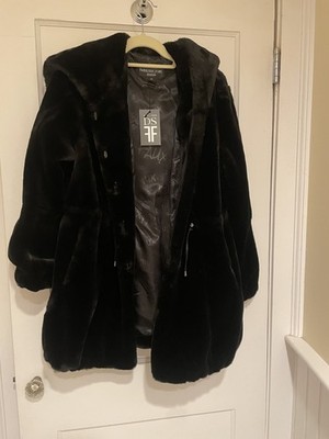 Fabulous Furs by Donna Salyers Faux Fur Black Jacket Size XS