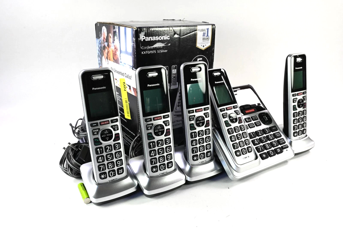 Panasonic Link2Cell 5 Cordless Handsets Model KX-TGF975 S | Silver