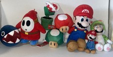 Super Mario Plush Lot X8 Luigi Mushroom 1-Up Shy Guy Flower Chomp Disney TOMY