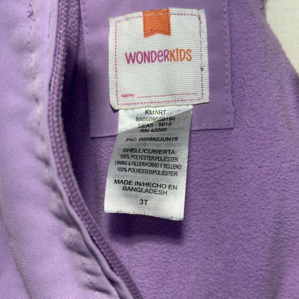 Wonderkids Purple Snow Bib Overalls Ski Pants Toddler Size 3T - Image 3 of 4