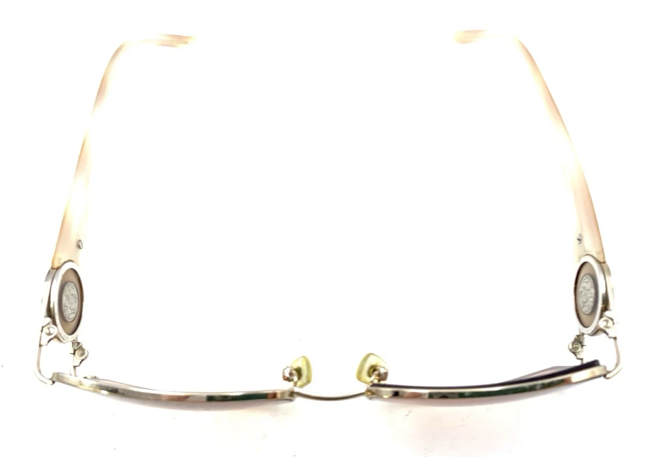 Gafas de sol Versace doradas blancas tostadas Mod 1131 1053 rectangulares lentes marrones 52-16 135 Foto 4 de 4