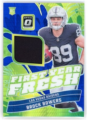 Brock Bowers First Year Fresh Rookie Jersey 2024 Panini Donruss Optic Raiders TE