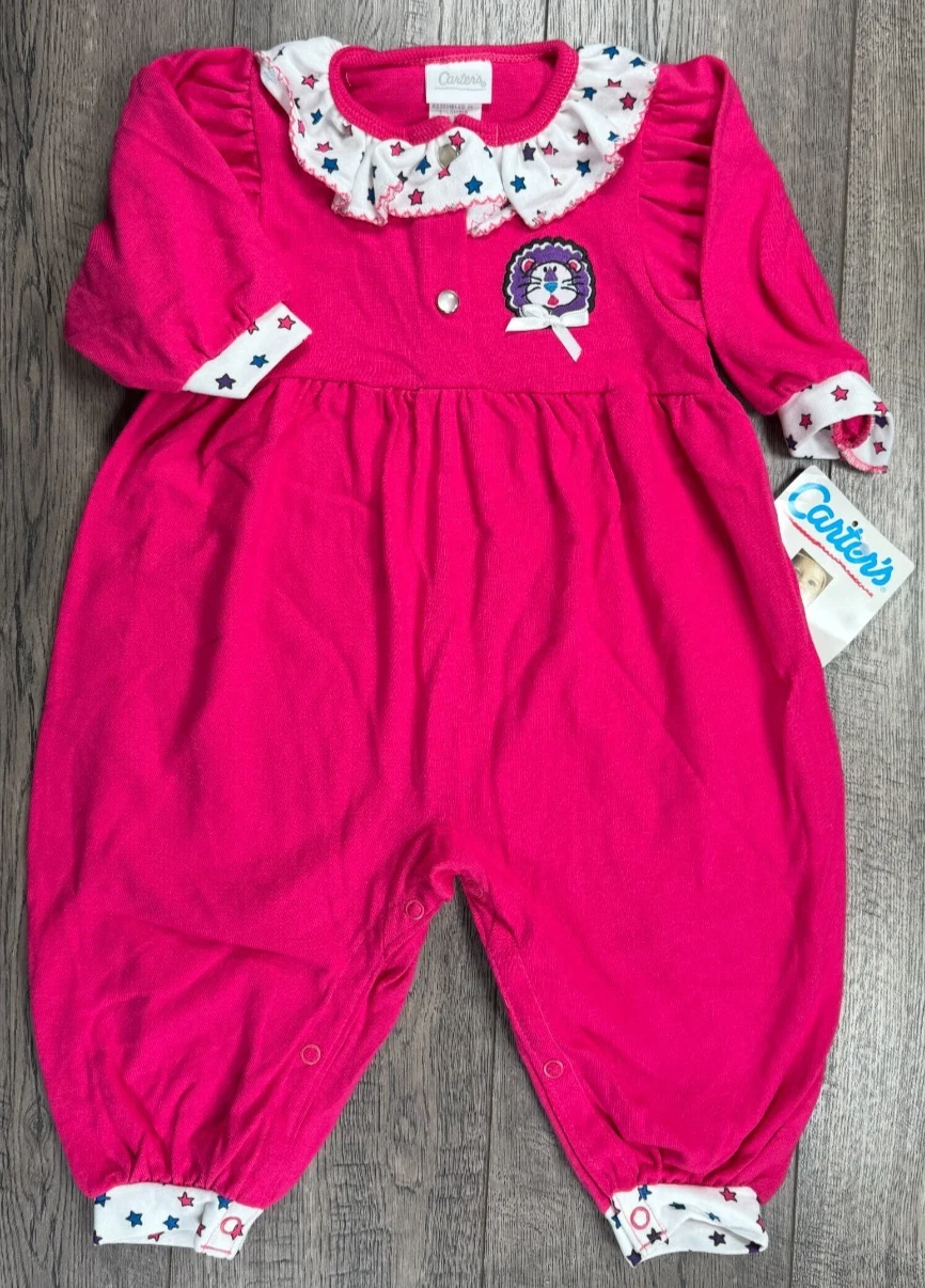 Baby Girl Clothes New Vintage Carter's 12 Month Lion Stars Ruffle Outfit