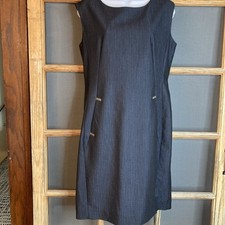 Calvin Klein Woman's Black Stretch Denim Sleeveless A-Line Dress Size 8 Silver