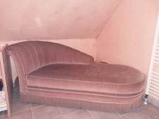 Chaiselongue, Liege, Sofa, Couch, Vintage, Stoff hellbraun, Kanapee, Recamiere 