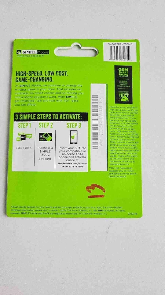 35 X Simple Mobile Commissionable Sim Card - No Plan - Full Size Sim - Image 3 of 4