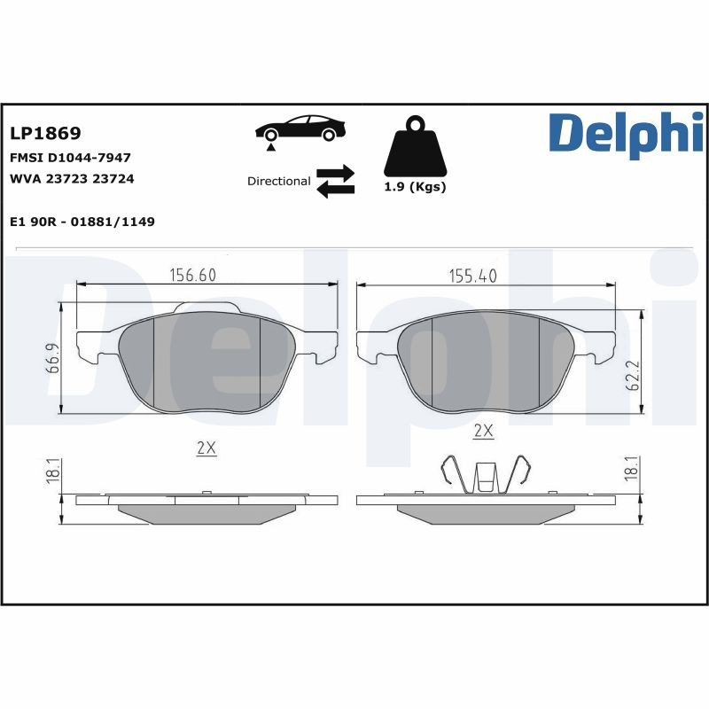 Plaquettes de frein Delphi LP1869 pour réparer le freinage Ford C-Max