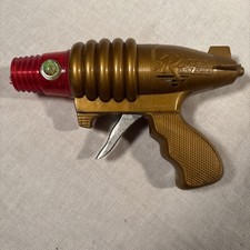 Vintage Gold Razer Raygun Friction Powered Space Ray Gun Sound Sparks Cracked