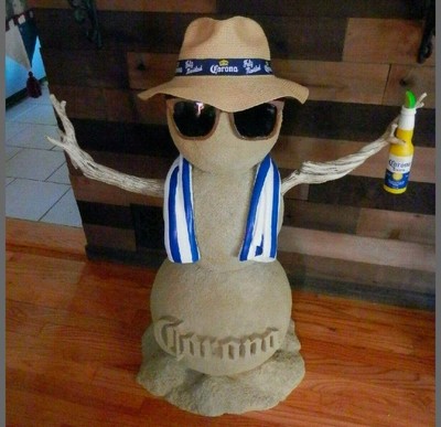 Corona Extra Sand Man Snowman Sculpture Man Cave Tiki Bar Bar 3  Store Display