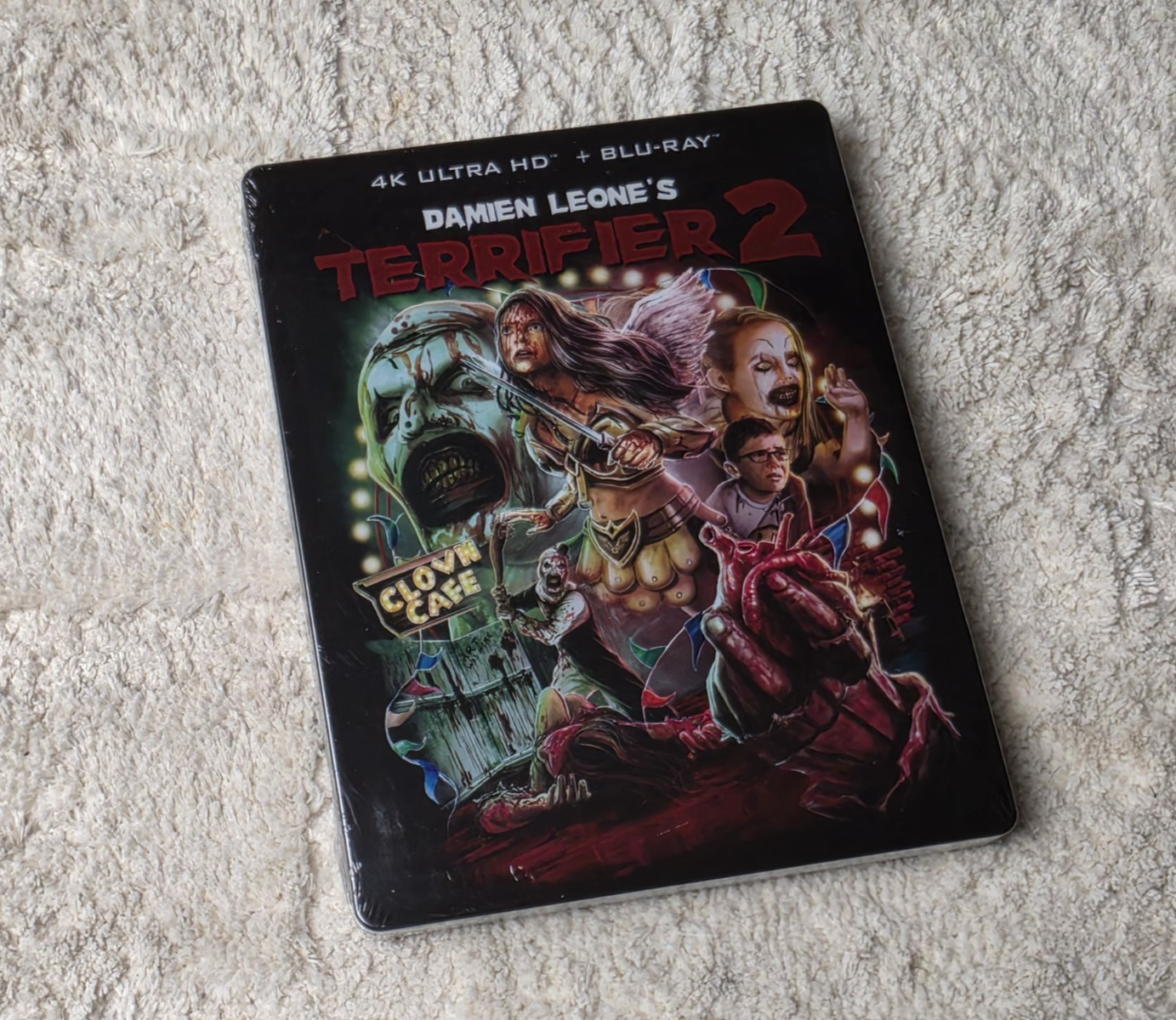 TERRIFIER 2 DAMIEN LEONE US EXCLUSIVE 4K UHD BLU-RAY STEELBOOK **NEW & SEALED!** - Image 2