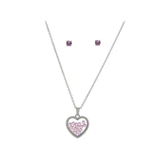 The Skyline Collection October Birthstone Pink Tourmaline Heart Jewelry Set