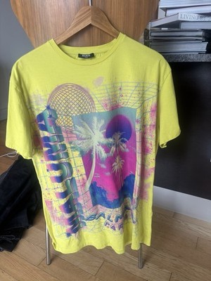 Balmain Men's  Retro Maluma Yellow Graphic Print T-Shirt Size M