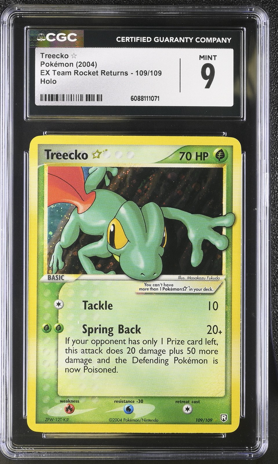 CGC 9 MINT Treecko Gold Star EX Team Rocket Returns 109/109 Holo Pokemon Card