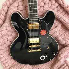 335 Bright Black 6 String Electric Guitar bbking Gold Hardware Factory Outlet
