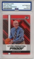 2024 LEAF PRO SET DICK VITALE  SIGNED 1/1 RED CLEAR PROOF CARD PSA DNA COA AUTO