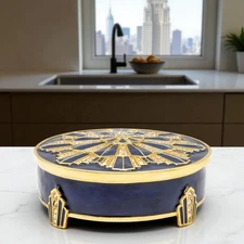 ​Jay Strongwater Art Deco Box – Delft Garden SKU: SDH7433-284