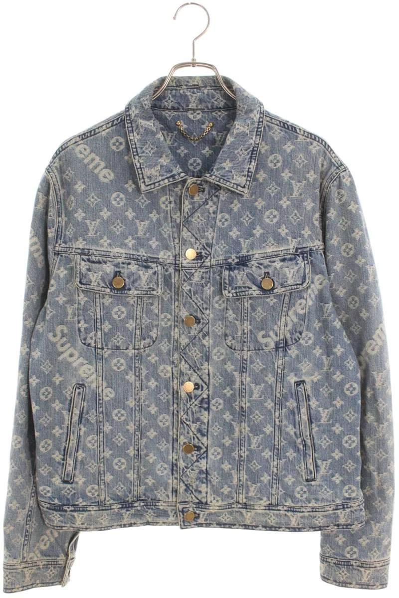 Veste camionneur Louis Vuitton jacquard denim taille 52 indigo occasion