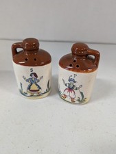 Vintage Hand-Painted Ceramic Jug-Form Salt & Pepper Shakers in Basket Motif — listing 5