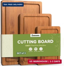 Cutting Board Bamboo for Kitchen Crack Resistant Wood Chopping Boards Set 3Piece