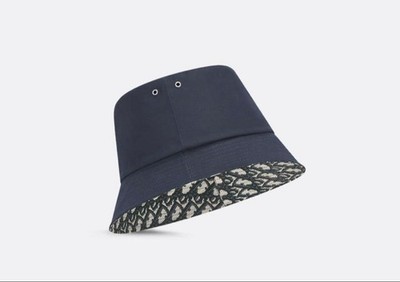 Christian Dior Bucket Bob Hut Teddy-D schräg marineblau Damen authentisch
