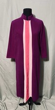 VTG JCPENNEY Loungewear Plum Pink Color Block Zipper Robe Housecoat Sz 12