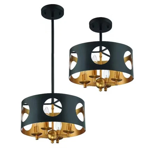 Crystorama Odelle 4-Light 14" Ceiling Light in Matte Black And Antique Gold - Picture 2 of 5
