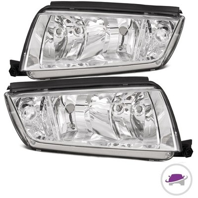 Scheinwerfer Set Links Rechts Chrom Klarglas H7/H3 für Skoda Fabia 6Y 1998-2008