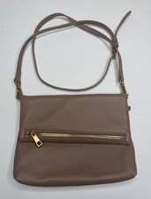 Quince Foldover Convertible Clutch Crossbody Cappuccino Italian Leather Zip Bag